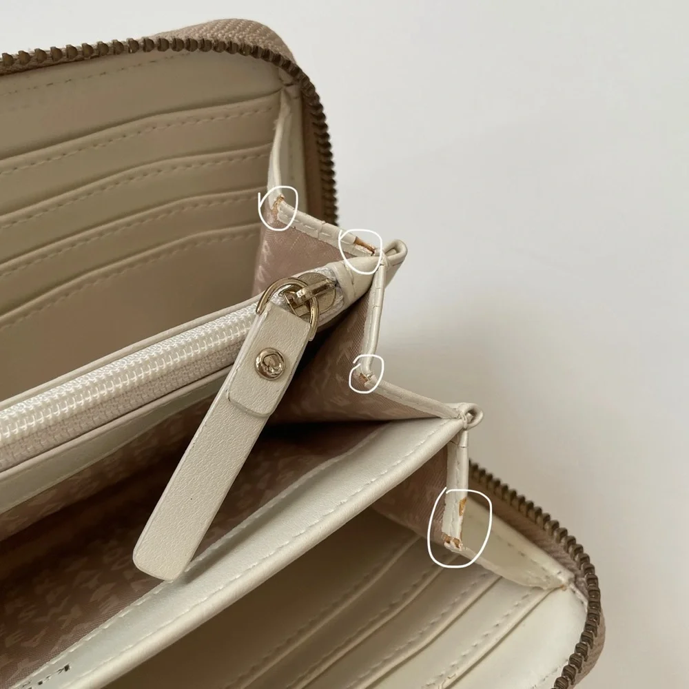 Kate Spade New York Neda Signature Stucco Canvas Zip Around Beige Wallet